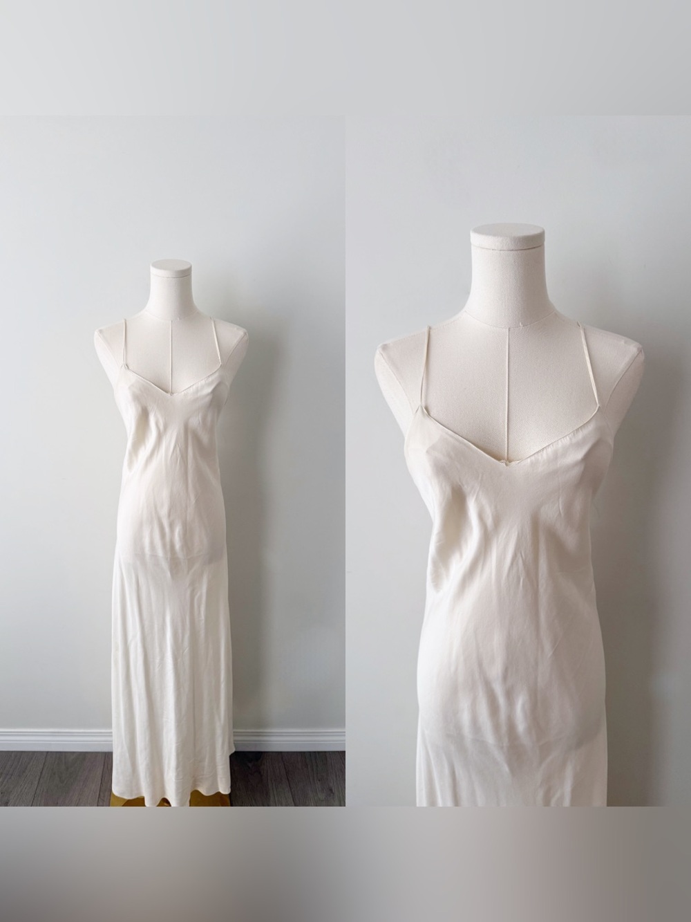 1980s Ivory 100% silk maxi slip dress